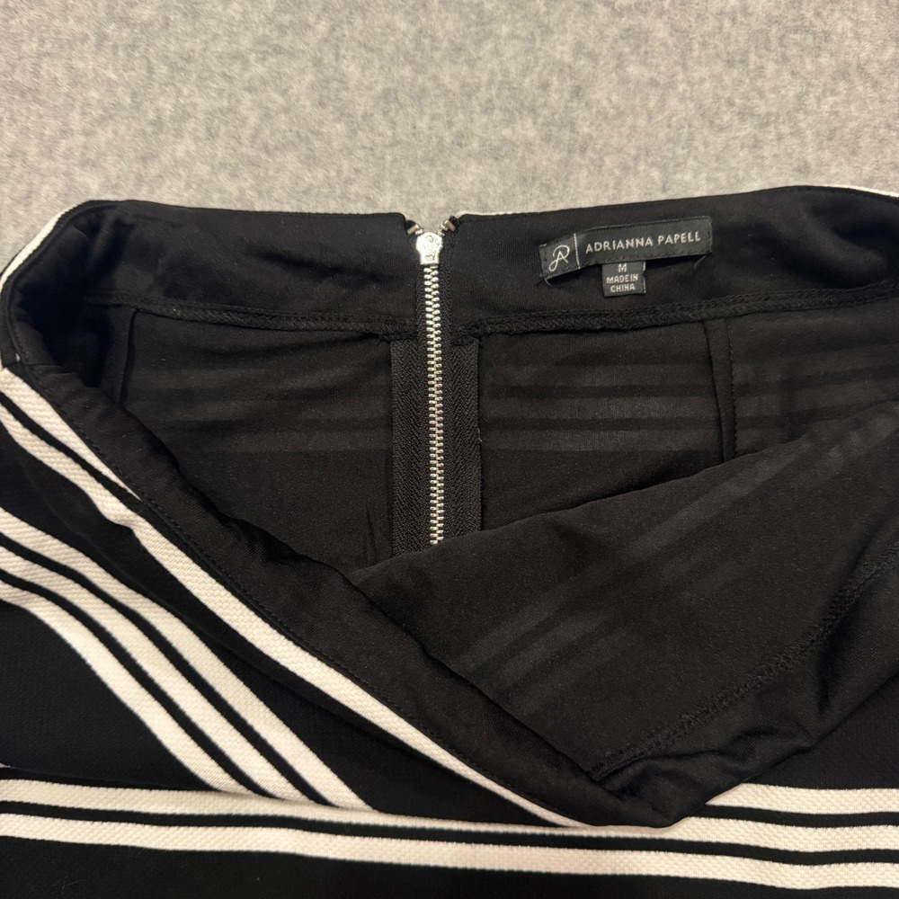 Adrianna Papell Black White Striped Pencil Skirt M Lined Office Work Business - Picture 5 of 8